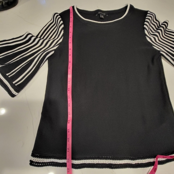 Ann Taylor Bell Sleeve Knit Top - Black & White - Picture 6 of 9